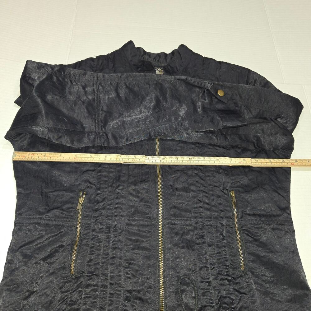 Miss Me Black Zip‎ Front Lightweight Jacket L Utility Casual Streetwear Everyday - Picture 6 of 8